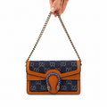 Gucci Sling Monogram Canvas Chain Crossbody Bag with Horsebit Lock