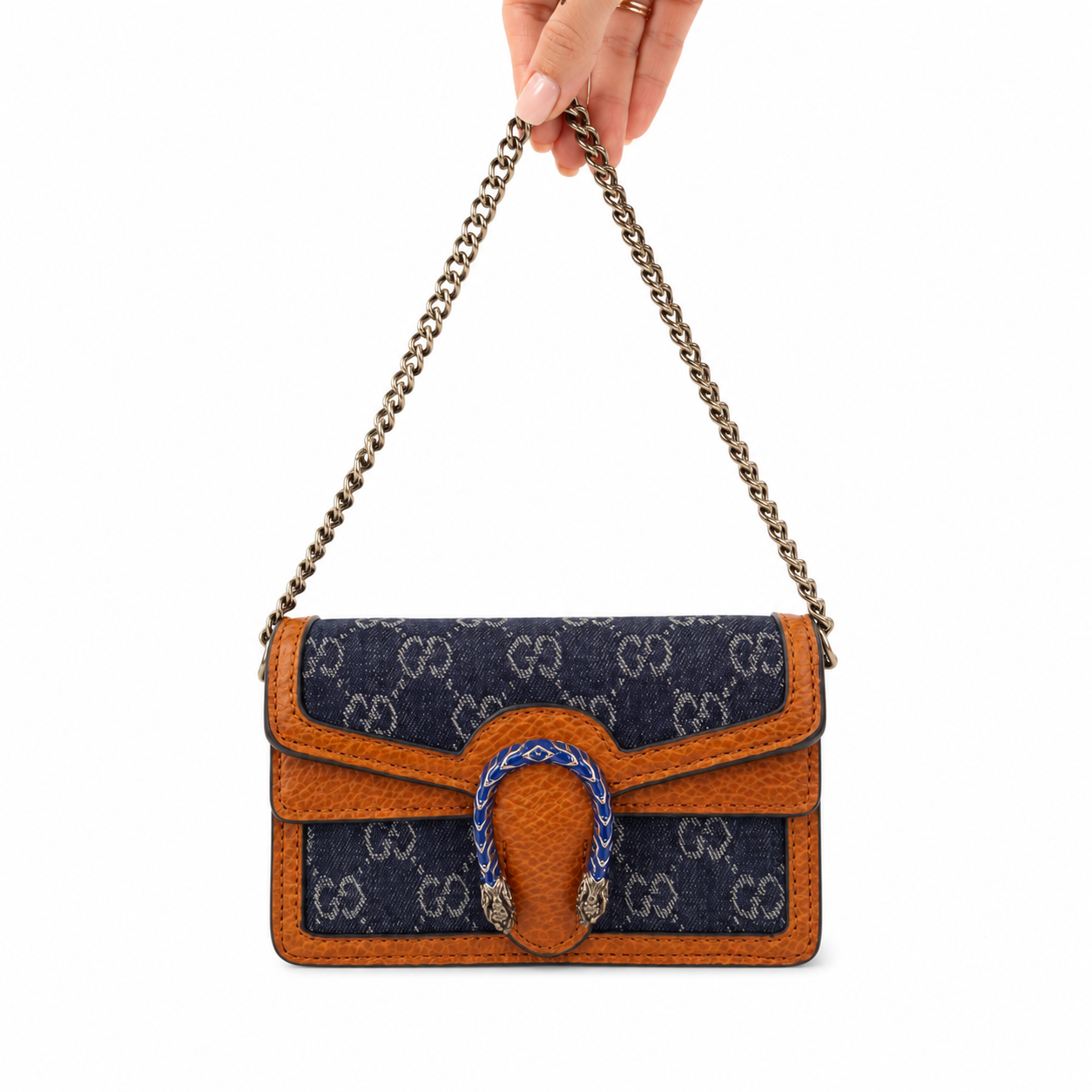 Gucci Sling Monogram Canvas Chain Crossbody Bag with Horsebit Lock