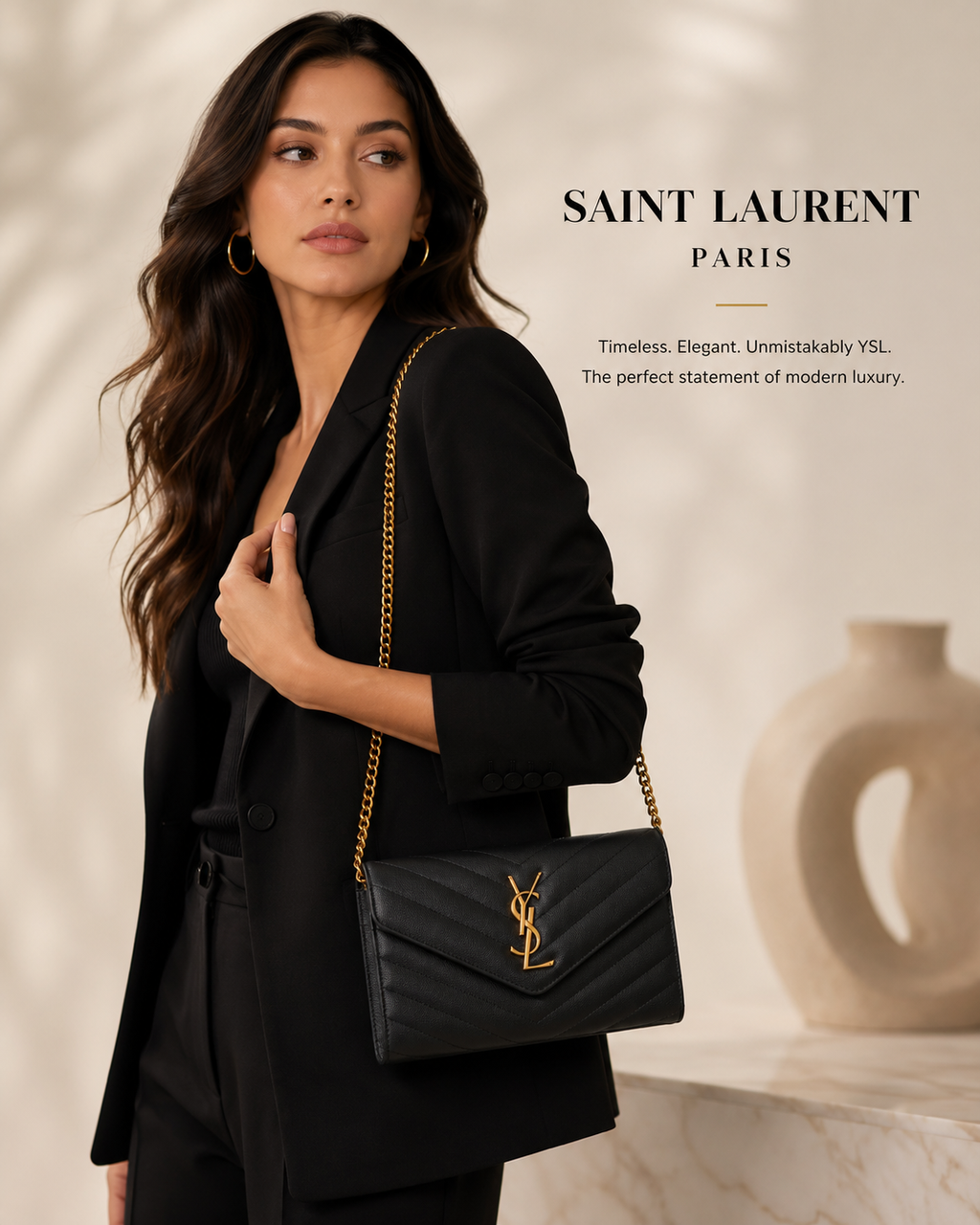 Saint Laurent Paris (YSL) Quilted Leather Chain Shoulder Bag